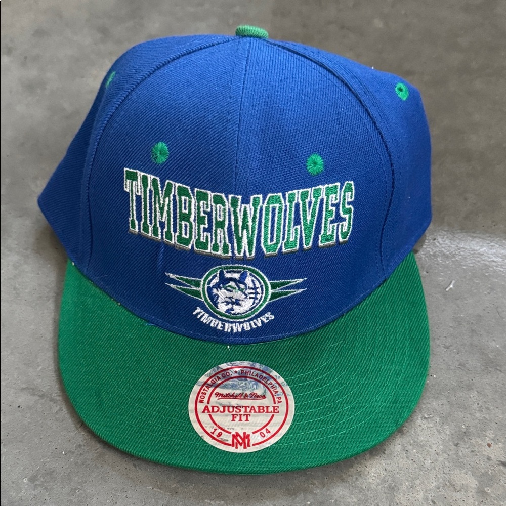 Vintage Mitchell & Ness Timberwolves Blue and Green Cap